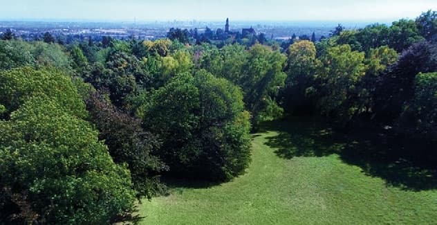 XXIV - Ansicht des Poolhauses und Außenanlagen